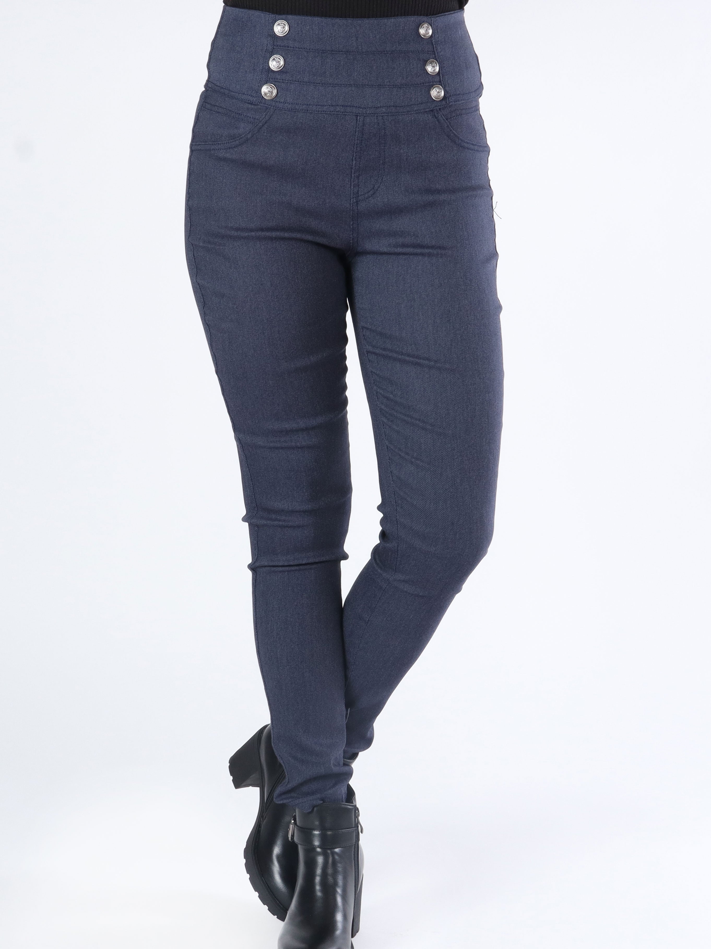 Adelpha - Leggings i jeanslook med knapper foran